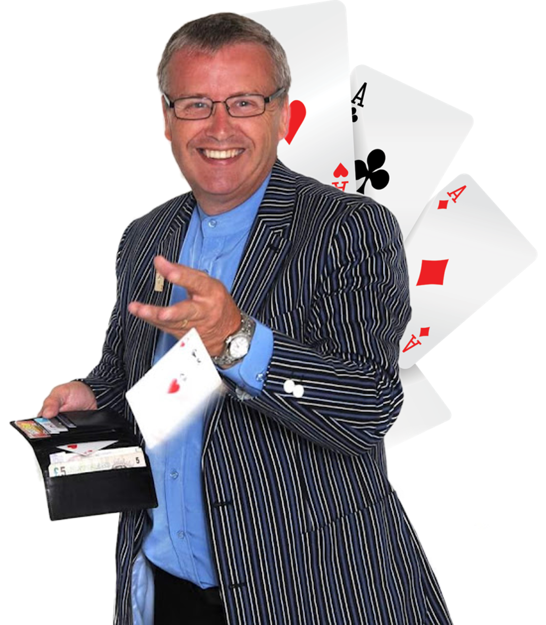 Magician Keith Atkinson performing close up magic